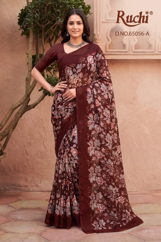 Ruchi saffron chiffon  275 cheap and best sarees